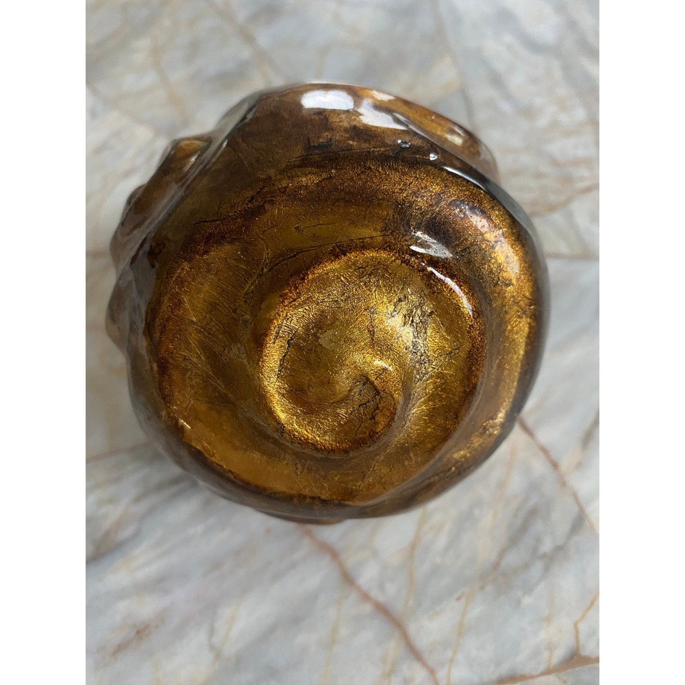 Pier 1‎ Decorative Orb Metallic Gold Bronze Swirl Textured Bowl Filler 4 Inch